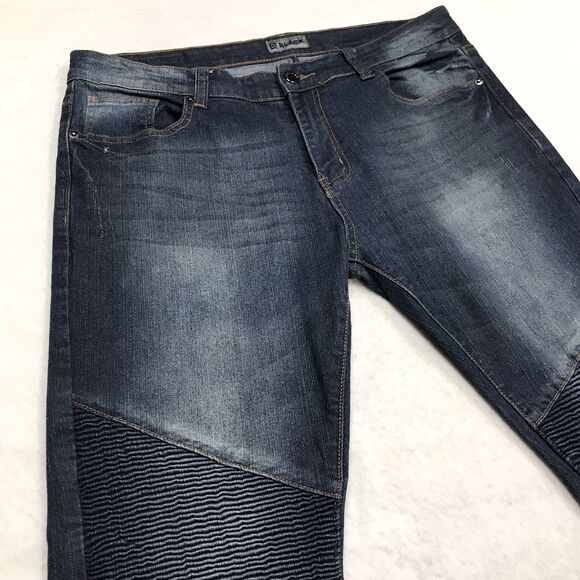 BUCKLE BLACK Moto Jean Men 34x34 (36x35 actual) Skinny Flex Stretch Denim Dark - Picture 6 of 16